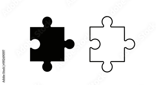 Black and white puzzle pieces illustration design template vector graphic Vector