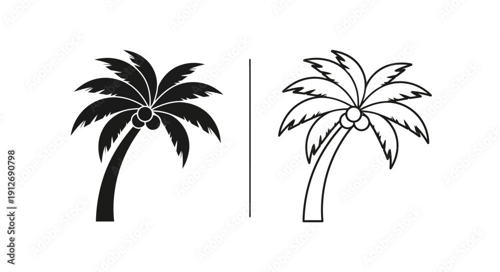 Obraz premium Two palm trees on white background Vector