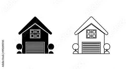 Minimalist house icon set with two different styles for web design Vector