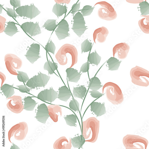 Hand-drawn seamless flower pattern in loose brush style featuring natural petals and flowing shapes for feminine and romantic designs.