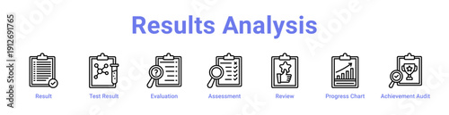 Results Analysis Icon Banner and Collection
