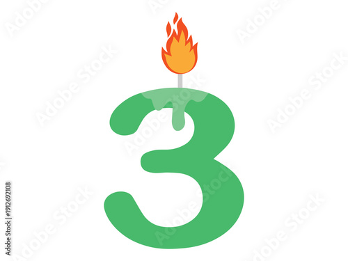 3rd Birthday Candle Clip Art Illustration
