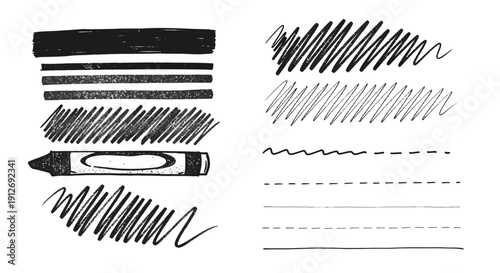 Various hand-drawn lines and strokes created with a marker on paper