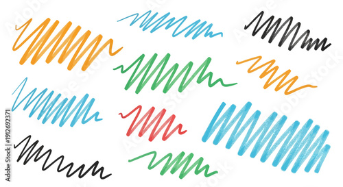 Colorful Mix of Hand-Drawn Squiggles on White Background 