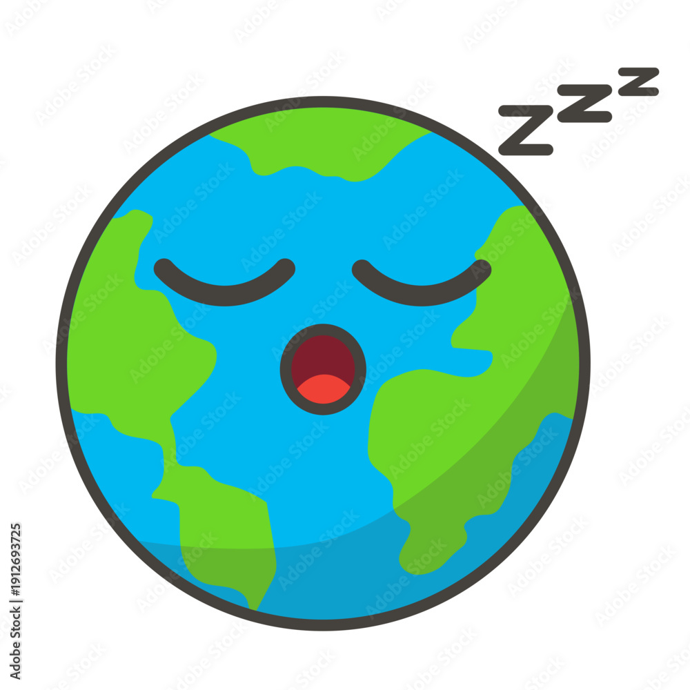 Fototapeta premium Sleeping Earth Globe Emoji