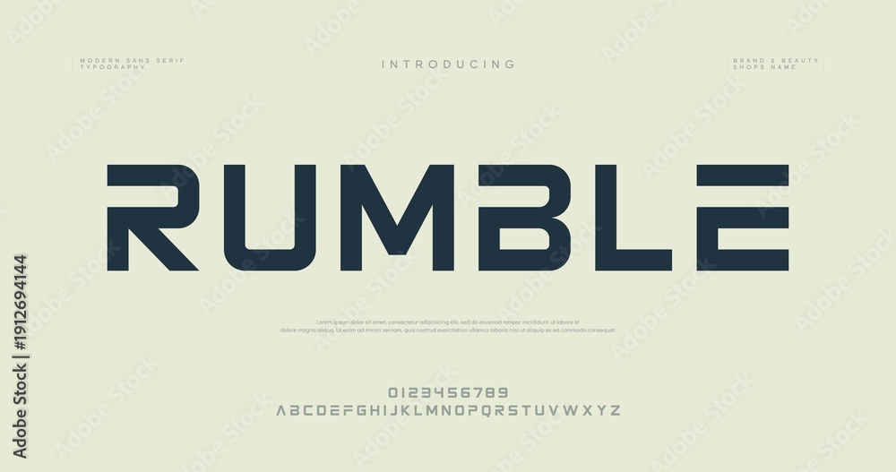 Fototapeta premium A modern font introduction with the word RUMBLE in bold letters