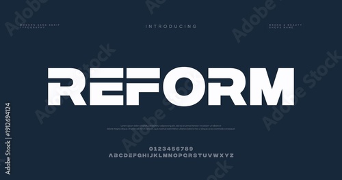 Фотография A modern font design introducing the word Reform in bold letters