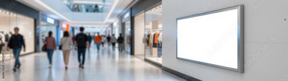Obraz premium Blank Advertisement Billboard Mockup in Retail Shopping Mall, Blurred Background, Place Your Ad Here