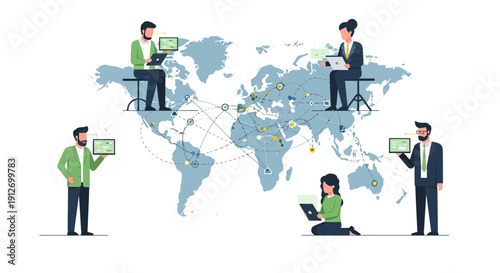 Global Collaboration People Working Remotely Across the World.