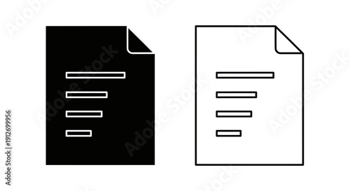 Black and white document icons, vector, design, illustration, graphic, file, paper, symbol, Vector