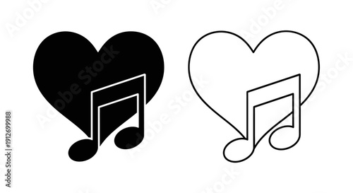 Heart music note love symbols valentine's day romance illustration design Vector
