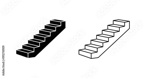 Modern stairs design 3d rendering black white minimalist architecture Vector