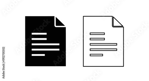 Minimalist document icons set, clean line art, vector illustration, adobe stock Vector