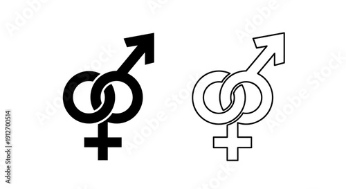 Gender symbols, male and female signs, equality, diversity, lgbtq+ icons, modern design Vector
