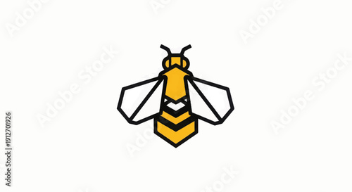 Yellow Bee Icon Simple Design Illustration.