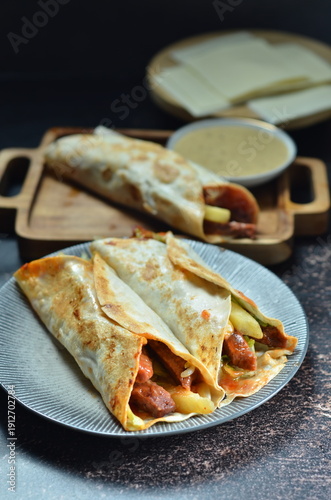 Beef shawarma in Jakarta with a combination of Indonesian spices.