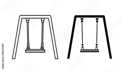 Vector illustration of two aframe swing sets in black and white