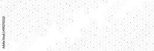 Modern hexagon pattern with nodes on white background. Complex molecular structure, genetic engineering and DNA atom. Suitable for chemistry, technology and science design. Vector
