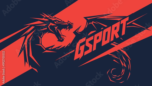dynamic esports dragon logo design with gsport text embodying competitive gaming and strength ideal for twitch channel branding and merchandise