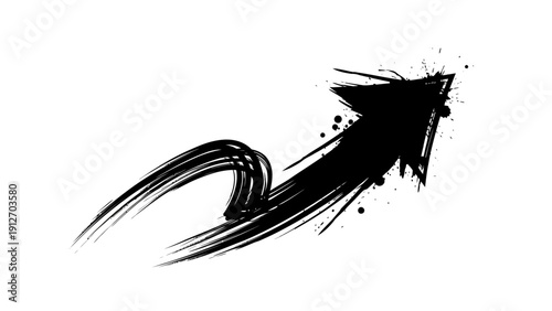 dynamic grunge brushstroke arrow showing upward progress and growth symbolizing business success and positive momentum for presentations.