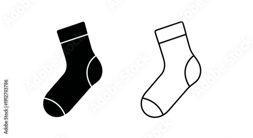 Black and white socks, minimalist socks, simple socks, pair of socks, monochrome socks Vector