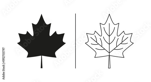 Canadian maple leaf icon design outline style vector illustration Vector