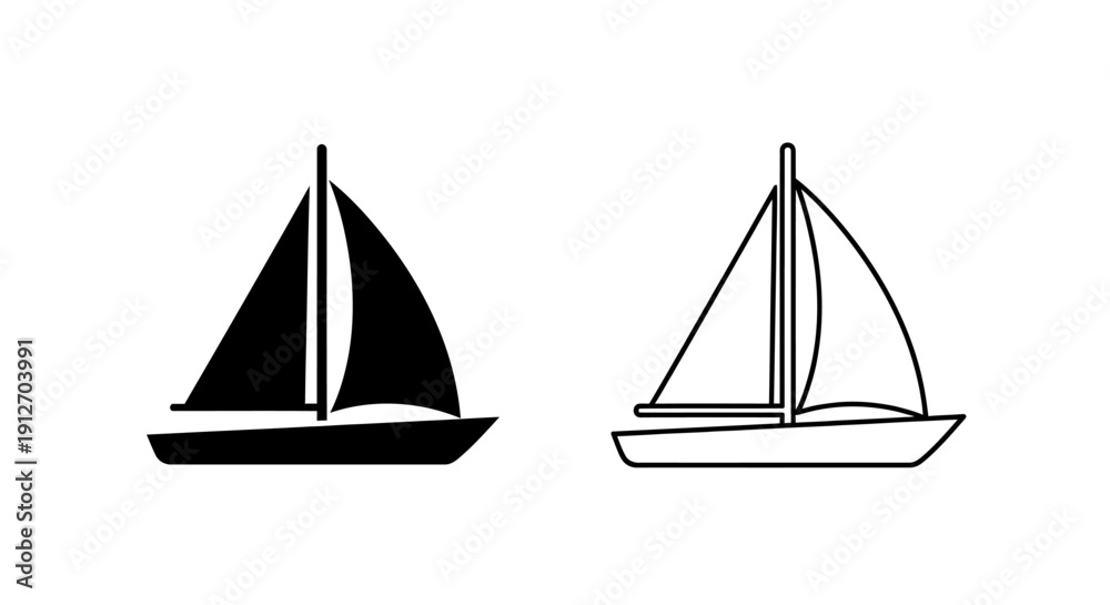 Fototapeta premium Two sailboats illustration, vintage style, nautical theme, vector art, clip art Vector