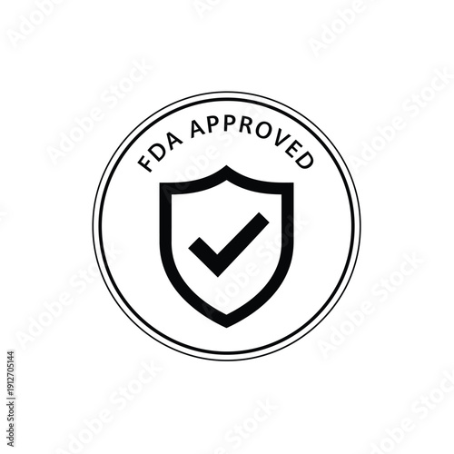 FDA approved shield icon with checkmark in circle  medical safety sign