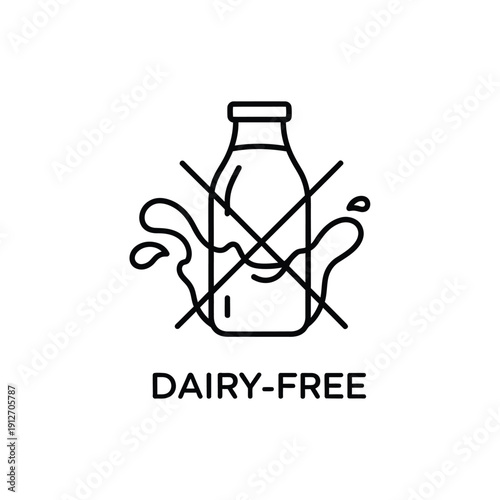 Dairy free milk bottle icon with crossed out symbol