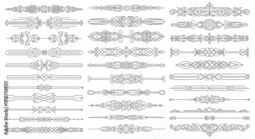 elegant line art dividers with intricate ornamental patterns a versatile collection for vintage calligraphic and decorative design.