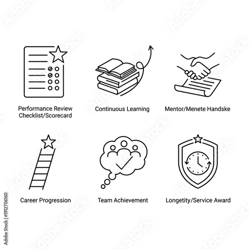 employee development and hr concepts career progression continuous learning team achievement performance mentorship awards.