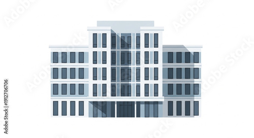 Modern Office Building Exterior with Glass Windows.