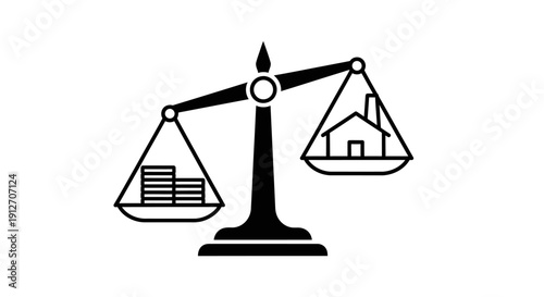 Property Division Concept - Scales of Justice with House and Money