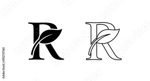 Elegant monogram letter r design with leaf accent for branding and logo Vector