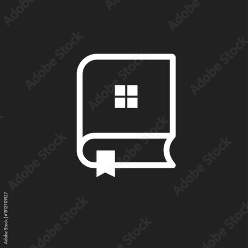 Book and House Window Icon with Bookmark, Home Education or Real Estate Concept