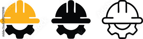 Clean Industrial Logos Representing Workplace Safety and Technical Skills, vector, illustration, silhouette.