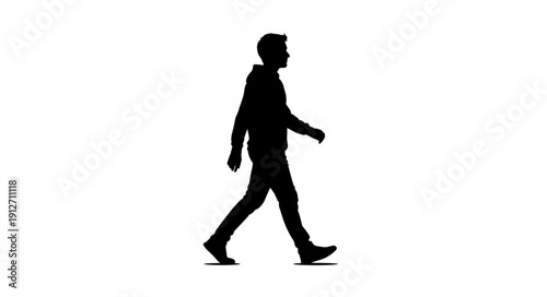Silhouette of a man walking forward with confidence.