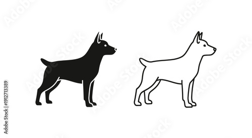 Two dogs silhouette line art illustration vector design Vector