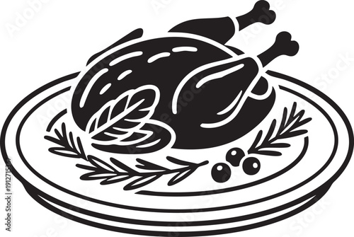 Black and white cartoon style illustration of a fish shaped like bread with tribal tattoo design elements