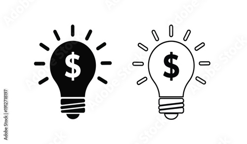 Two light bulb icons with dollar signs representing financial ideas and inspiration