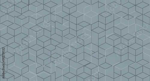 Modern geometric pattern with 3D cubes in blue gray tones