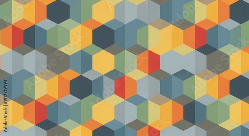 Vibrant geometric pattern with colorful hexagons