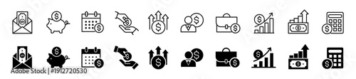 Salary icon set. Profit and income symbol. Vector illustration.