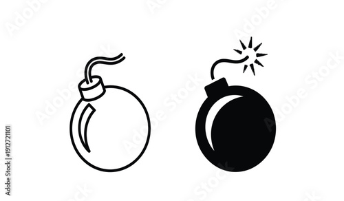 Two bomb icons in black and white with one exploding