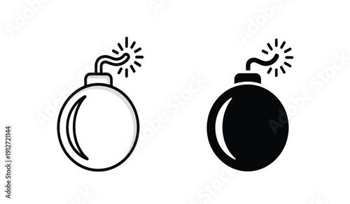 Two bomb icons in black and white with smoke and sparks