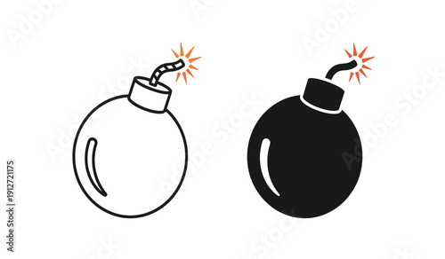 Two bomb icons in black and white with sparks flying out of fuses