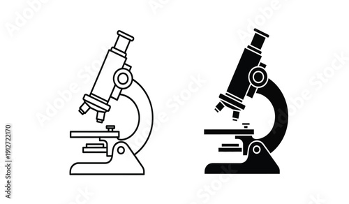 Two black and white microscope illustrations in different shades