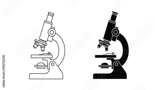 Vector illustration of two microscopes in black and white