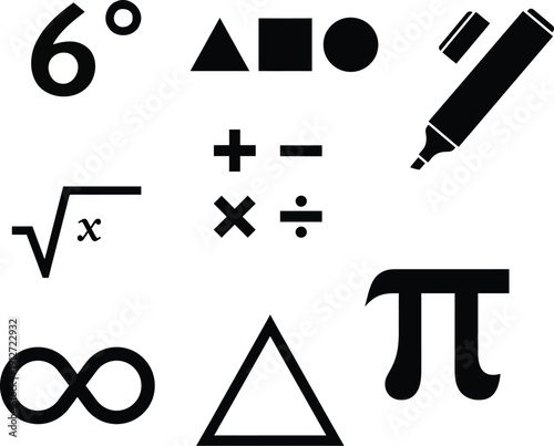 vector illustration of mathmetics set of icons