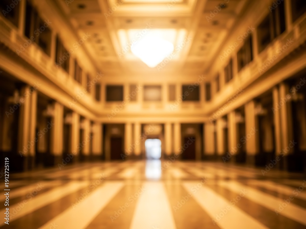 Fototapeta premium Blurred interior perspective of a grand ballroom with marble floor